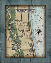 Load image into Gallery viewer, Atlantic, Neptune and Jacksonville Beach Nautical Chart (2) On 100% Natural Linen
