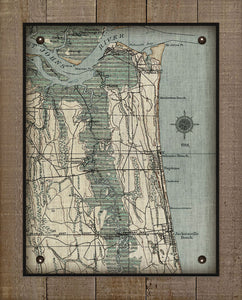 Atlantic, Neptune and Jacksonville Beach Vintage Map On 100% Natural Linen