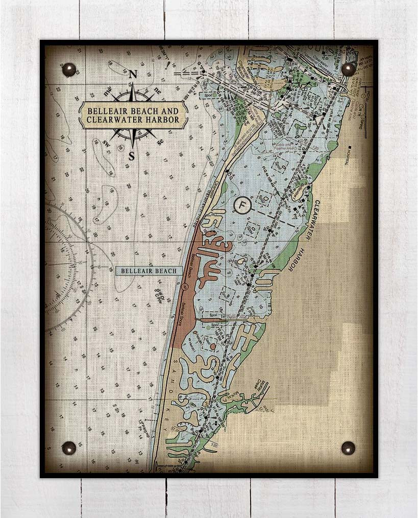 Belleair Nautical Chart On 100% Natural Linen