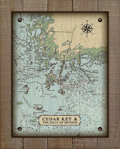 Cedar Key Nautical Chart On 100% Natural Linen