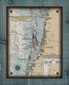 Clearwater Florida Nautical Chart On 100% Natural Linen