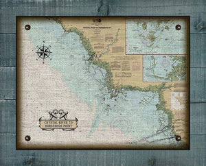 Crystal River To Horshoe Point Nautical Chart On 100% Natural Linen