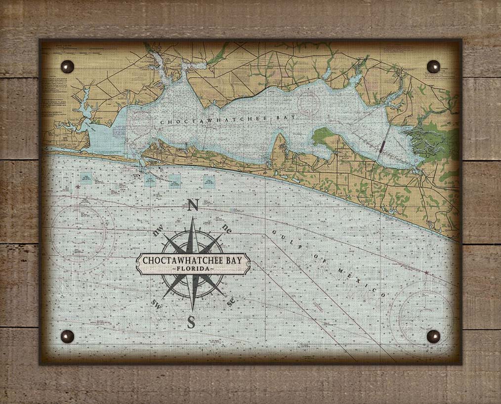 Destin & Choctawhatchee Bay Nautical Chart Board Mounted Canvas Print