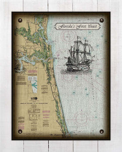 First Coast Florida Nautical Chart -Amelia Island To St Augustine- On 100% Natural Linen