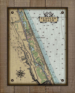 Flagler Beach Nautical Chart On 100% Natural Linen