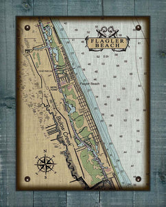 Flagler Beach Nautical Chart On 100% Natural Linen