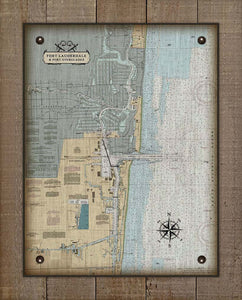 Fort Lauderdale Nautical Chart On 100% Natural Linen