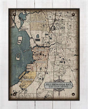 Load image into Gallery viewer, Hillsborough Bay Eastern Shore Map - Apollo Beach to Palm River Clair Mel - Map On 100% Linen
