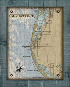 Indian Rocks Beach Nautical Chart On 100% Natural Linen