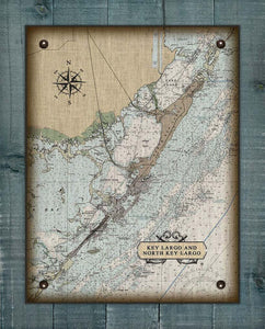 Key Largo Nautical Chart Board Mounted Canvas Print