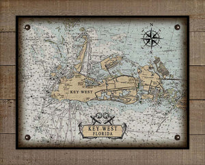 Key West Nautical Chart On 100% Natural Linen