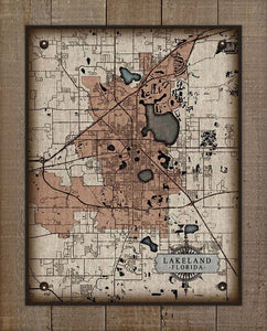 Lakeland Florida Map On 100% Natural Linen