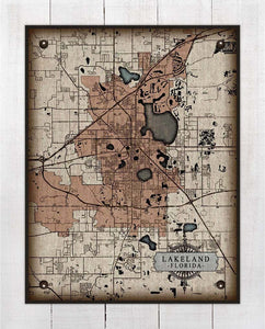 Plant City Florida Map On 100% Natural Linen
