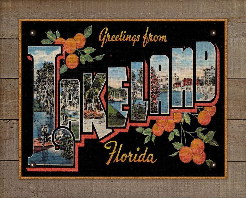 Lakeland Florida Vintage Post Card On 100% Linen