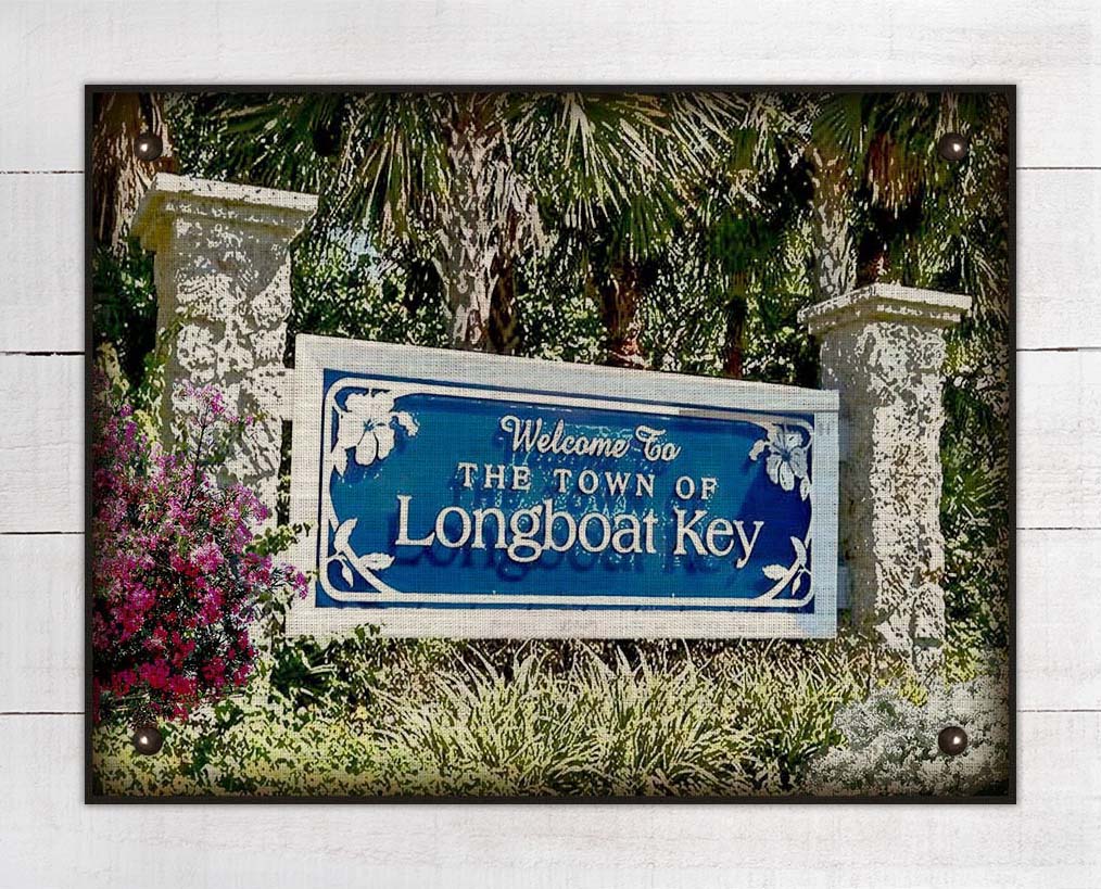 Long Boat Key Welcome Sign On 100% Linen
