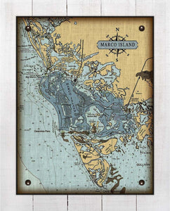 Marco Island Nautical Chart On 100% Linen