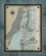Load image into Gallery viewer, Miami And Biscayne Bay Nautical Chart On 100% Natural Linen
