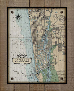 Naples Nautical Chart On 100% Linen