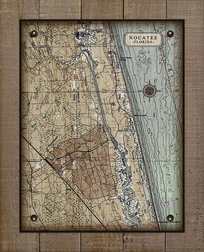 Nocatee Vintage Map (vertical) On 100% Natural Linen