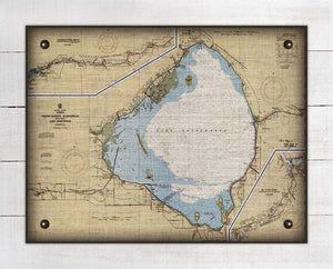 Lake Okeechobee Nautical Chart On 100% Linen