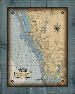 Osprey & Casey Key & Laurel Nautical Chart On 100% Linen