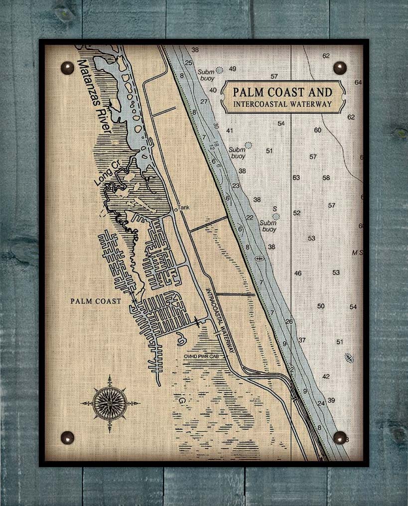 Palm Coast Nautical Chart On 100% Linen
