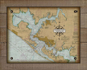 Panama City & Bays Nautical Chart On 100% Linen