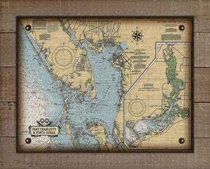 Port Charlotte And Punta Gorda Nautical Chart On 100% Natural Linen