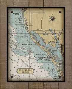Florida Reddington Beach Nautical Chart On 100% Natural Linen