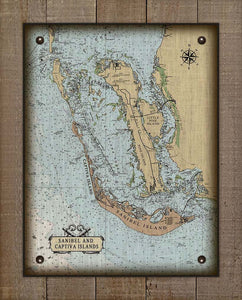 Sanibel, Captiva And Pine Island Nautical Chart On 100% Natural Linen