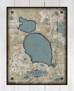 Santa Fe Lake Florida Map Board Mounted Canvas Print
