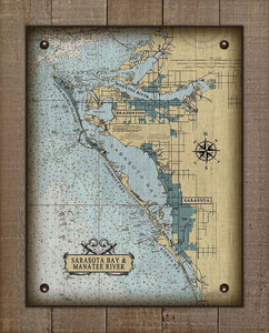 Sarasota Bay And Manatee River Nautical Chart Board Mounted Canvas Print