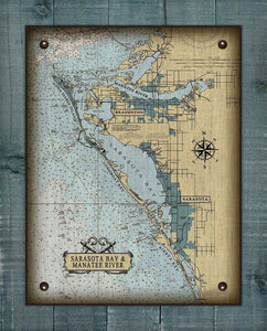 Sarasota Bay And Manatee River Nautical Chart Board Mounted Canvas Print