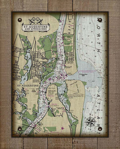 St Augustine Nautical Chart On 100% Natural Linen
