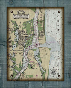 St Augustine Nautical Chart On 100% Natural Linen
