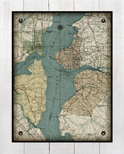 Load image into Gallery viewer, St Johns River - Orange Park, Mandarin, Fleming Island &amp; Fruit Cove-Vintage Map On 100% Natural Linen
