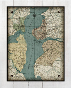St Johns River - Orange Park, Mandarin, Fleming Island & Fruit Cove-Vintage Map On 100% Natural Linen