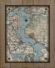 Load image into Gallery viewer, St Johns River Doctors Lake To Shands Bridge Vintage Map - On 100% Natural Linen
