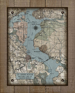 St Johns River Doctors Lake To Shands Bridge Vintage Map - On 100% Natural Linen