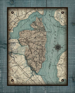 St Johns River & Fleming Island Vintage Map On 100% Natural Linen