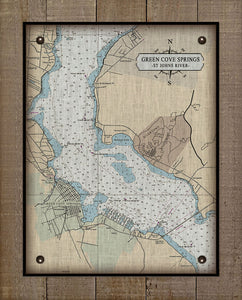 St Johns River - Green Cove Springs - Nautical Chart On 100% Natural Linen