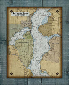 St Johns River - Orange Park, Mandarin, Fleming Island & Fruit Cove- Nautical Chart On 100% Natural Linen