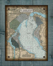 Load image into Gallery viewer, St Johns River - Jacksonville Neighborhoods - Nautical Chart On 100% Natural Linen
