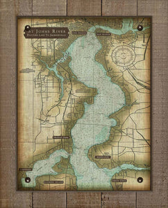 St Johns River - Jacksonville To Doctors Lake - Nautical Chart On 100% Natural Linen