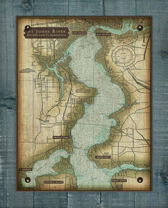 St Johns River - Jacksonville To Doctors Lake - Nautical Chart On 100% Natural Linen