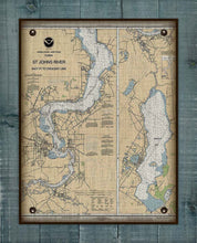 Load image into Gallery viewer, St Johns River - Palatka And Crescent Lake- Nautical Chart On 100% Natural Linen

