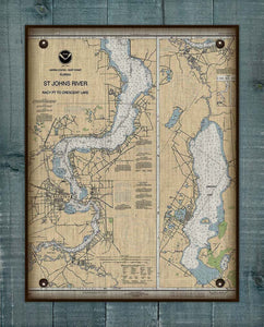 St Johns River - Palatka And Crescent Lake- Nautical Chart Board Mounted Canvas Print