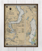 Load image into Gallery viewer, St Johns River - Palatka And Crescent Lake- Nautical Chart On 100% Natural Linen
