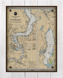 St Johns River - Palatka And Crescent Lake- Nautical Chart Board Mounted Canvas Print