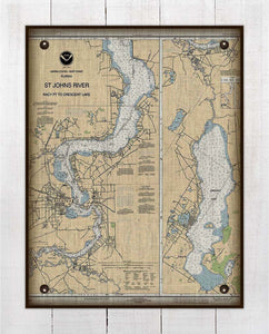 St Johns River - Palatka And Crescent Lake- Nautical Chart On 100% Natural Linen